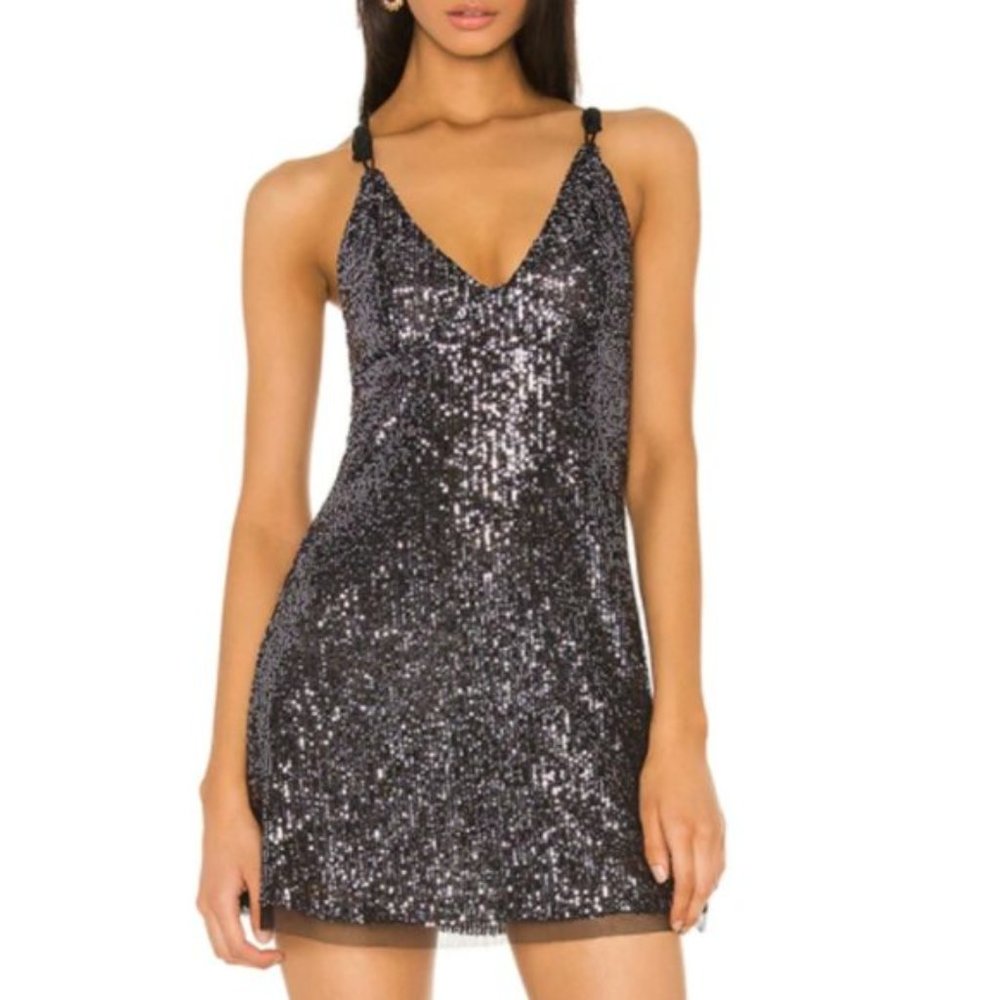 Free People Gold Rush Sequin Mini Slip Dress - S